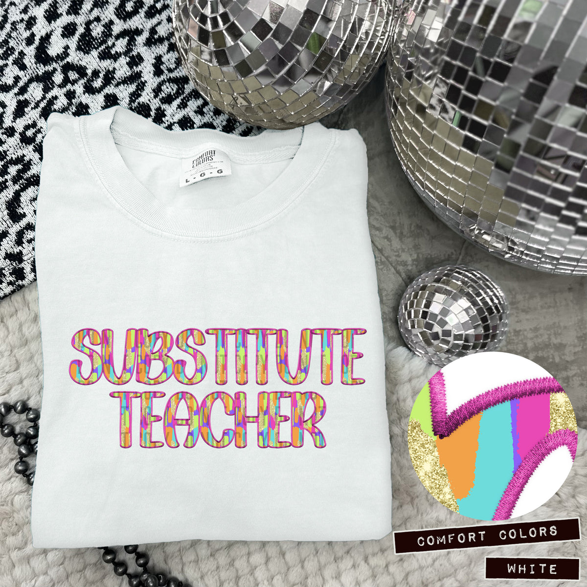Substitute Teacher Juneberry Brushstrokes (Caplinger) DTF transfer
