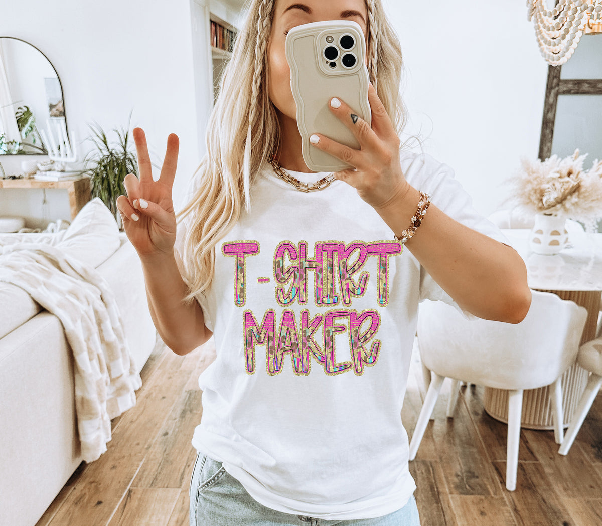 Pink and Leopard T-SHIRT MAKER (Caplinger) DTF transfer