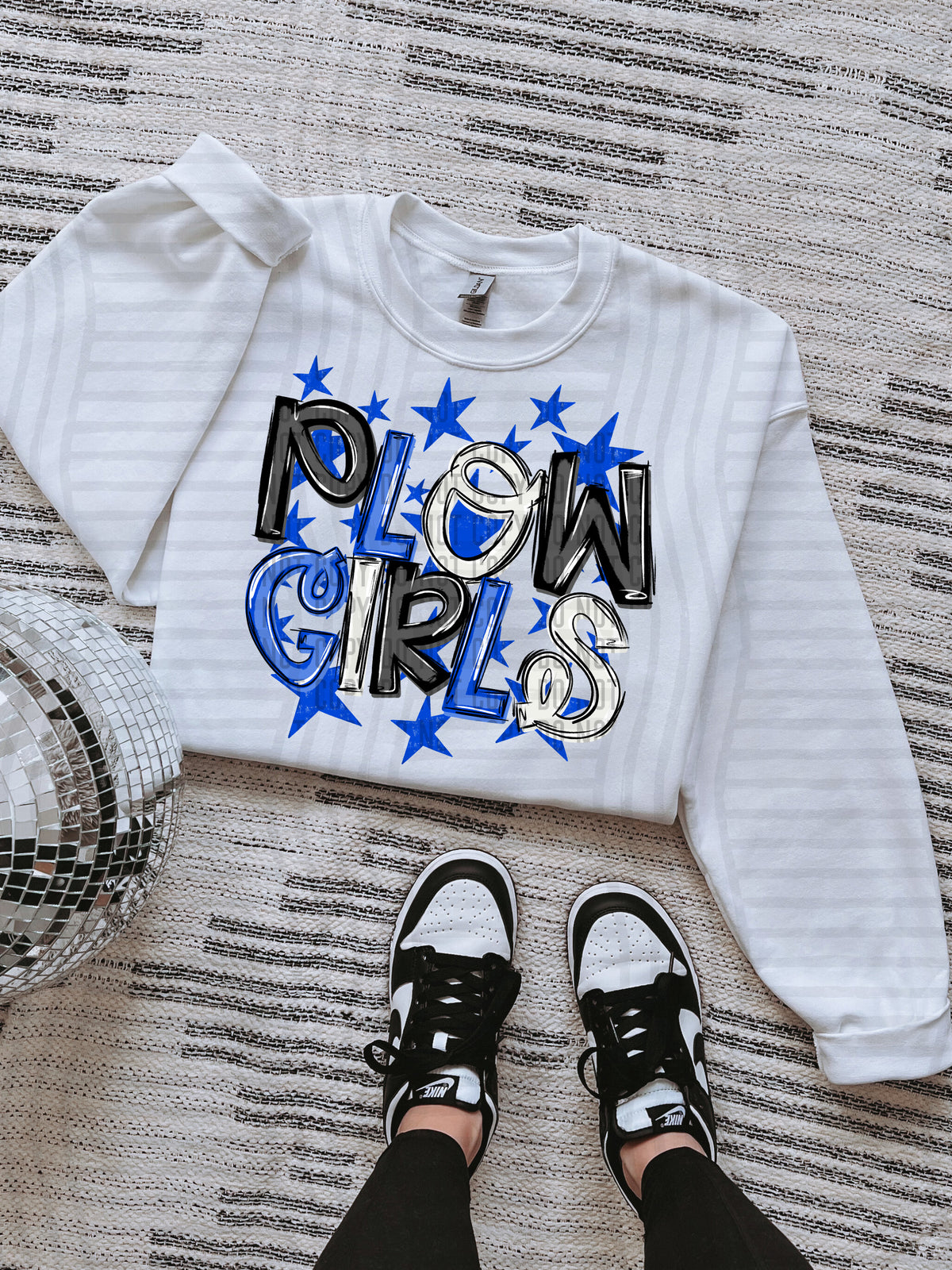 plowgirls black and blue with blue stars (caplinger) DTF Transfer