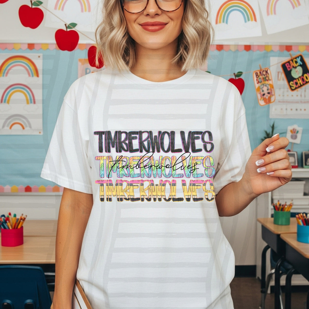 timber wolves crayon cutie stacked (Caplinger) DTF Transfer