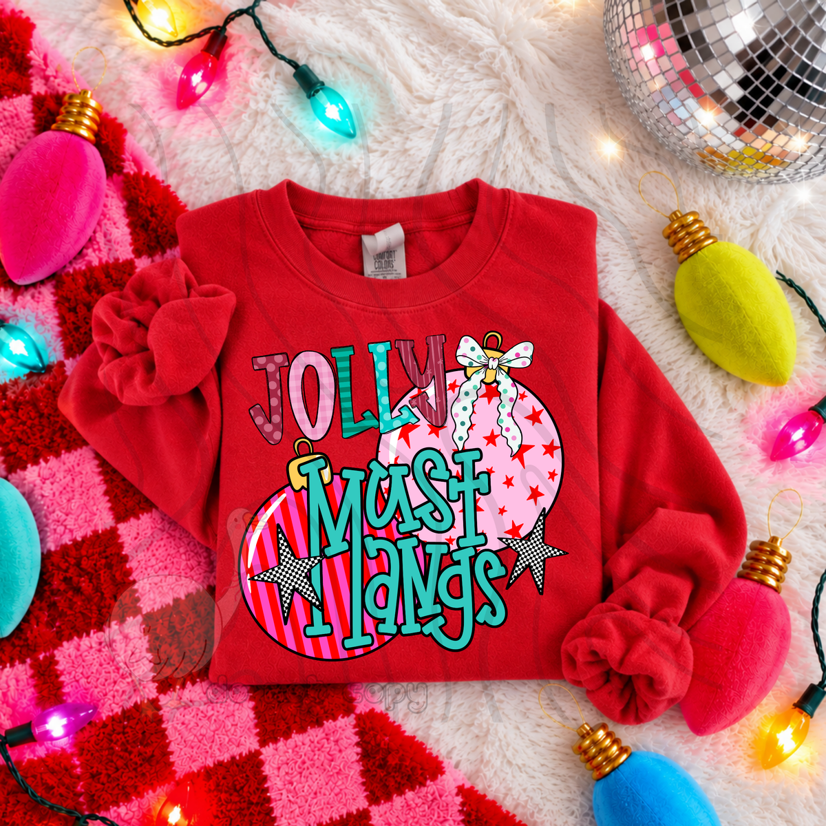 Jolly Mustangs pink ornaments (DKD) DTF Transfer