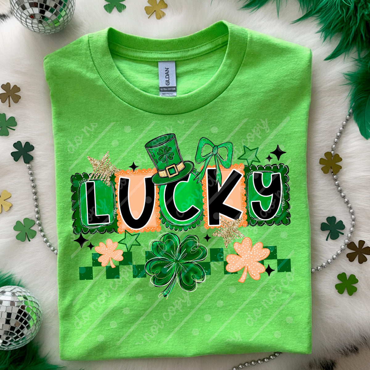 Lucky block letters with hat (exclusive) DTF Transfer