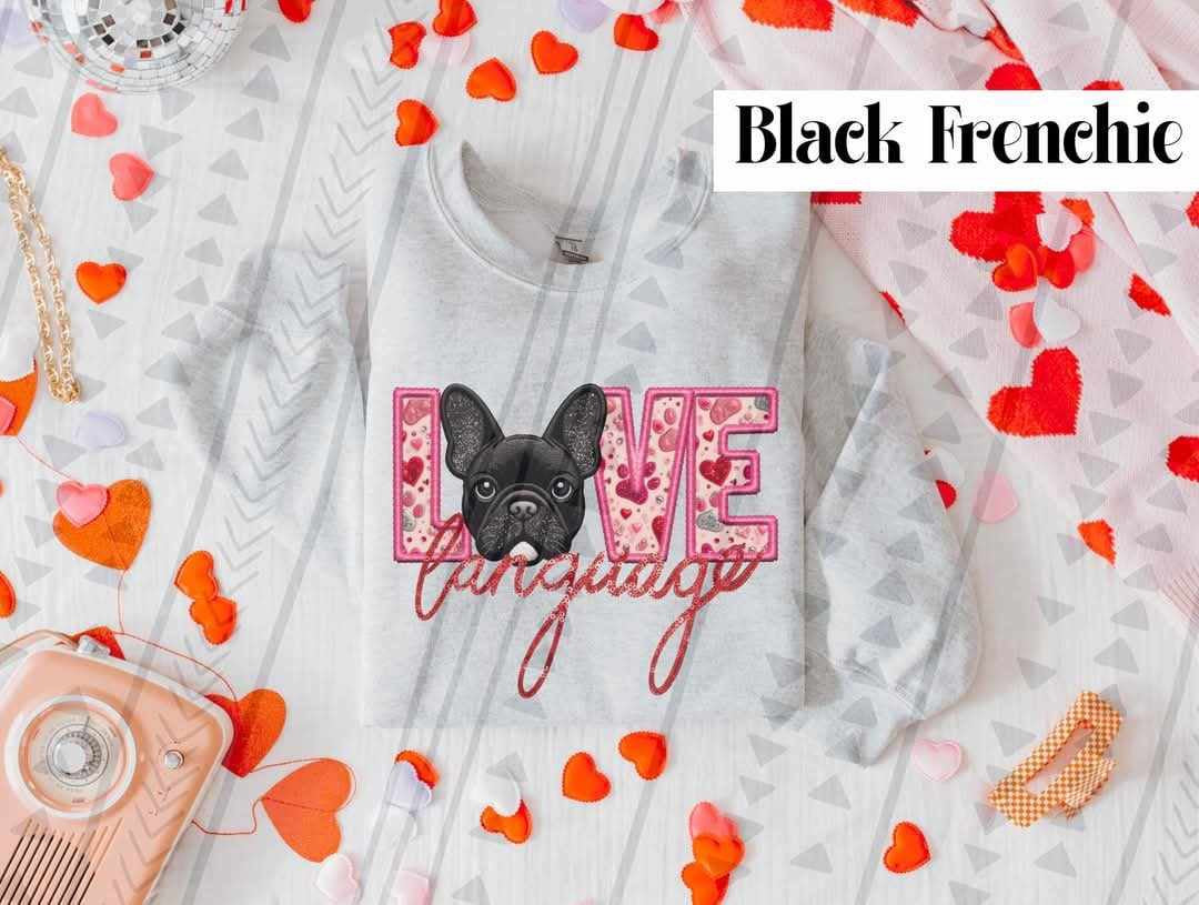 Love language black frenchie 73971 DTF transfer