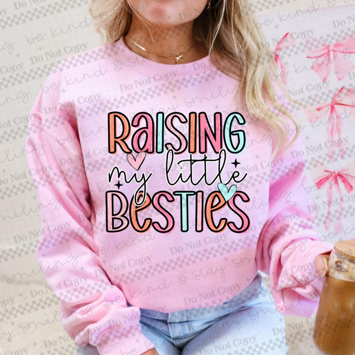 Raising my Little Besties colorful DTF transfer