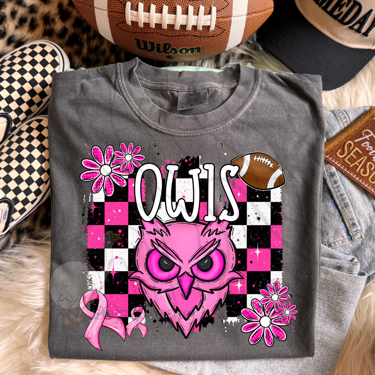 Owls Pink Checker Mascot (DKD) DTF Transfers