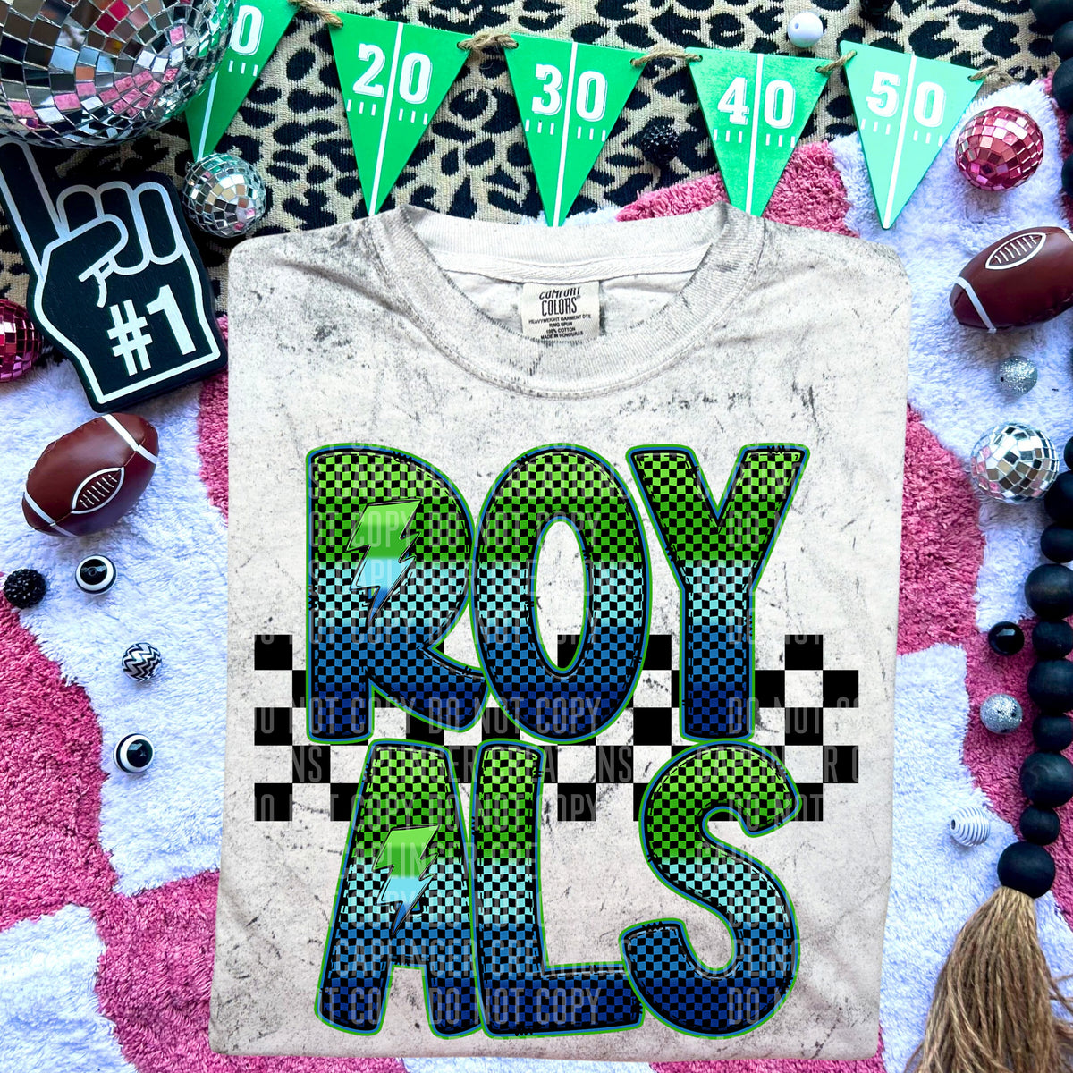 Royals Blue and Green Checkered (Caplinger) DTF transfer