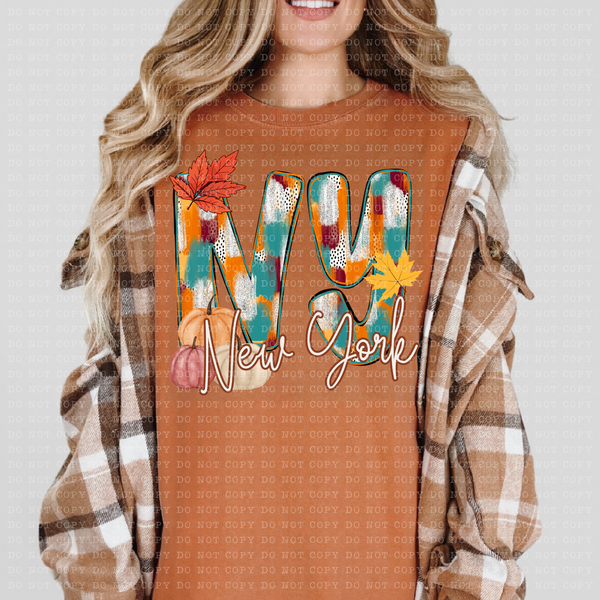 NY New York Fall Watercolor 59802 DTF Transfer