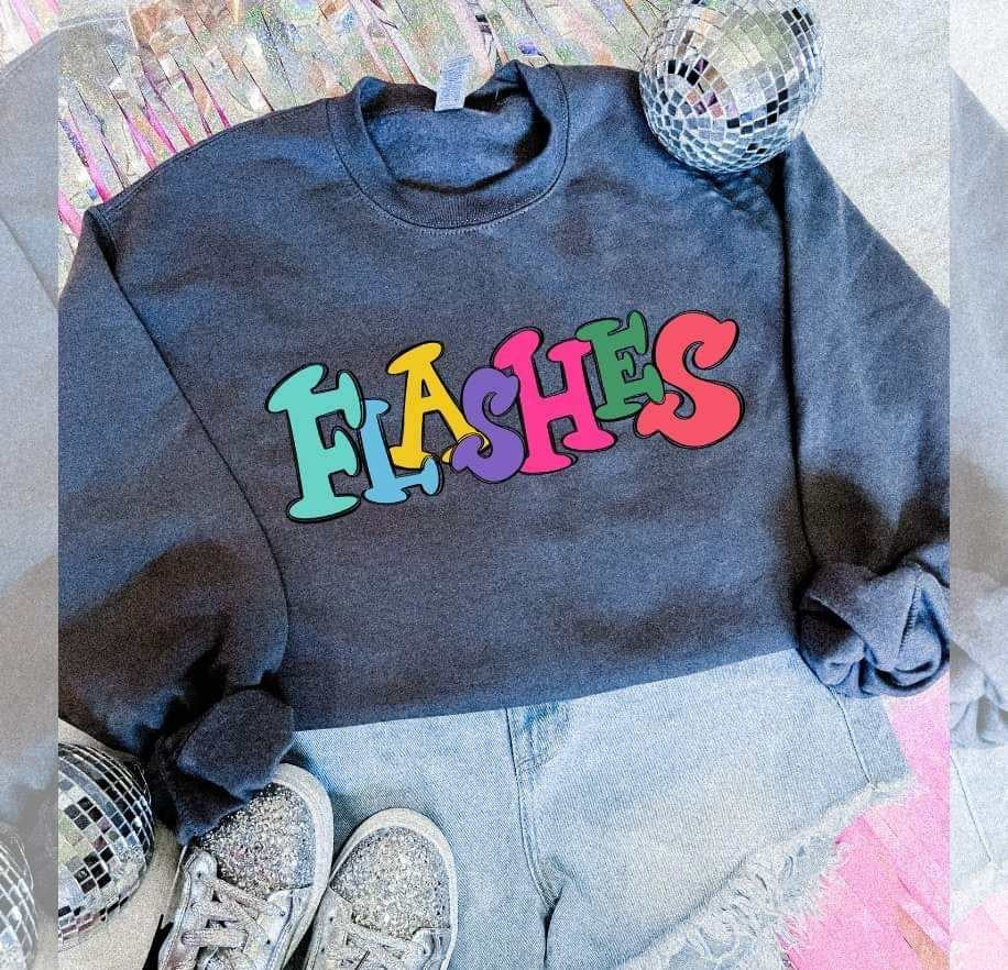 Flashes colorful bubble font (S&G) 64486 DTF transfer