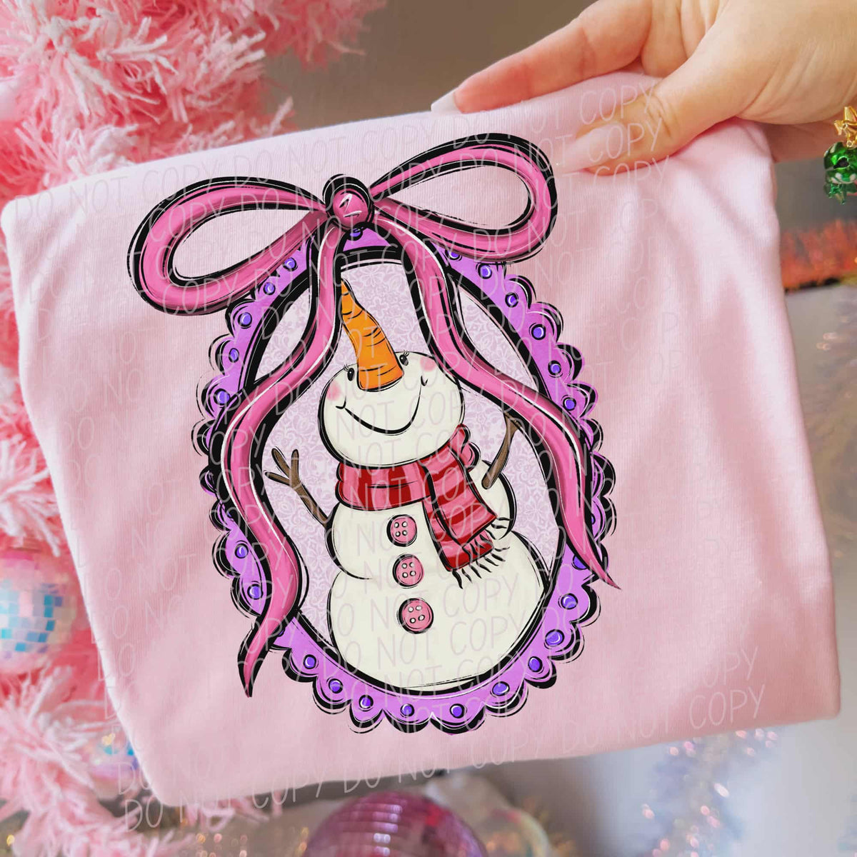 Snowman oval Frame (city) DTF transfer