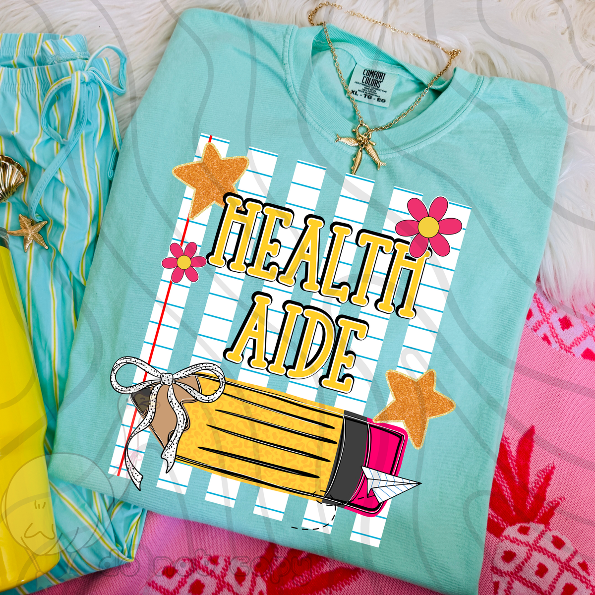 Health aide pencil stripes (DKD) DTF Transfer