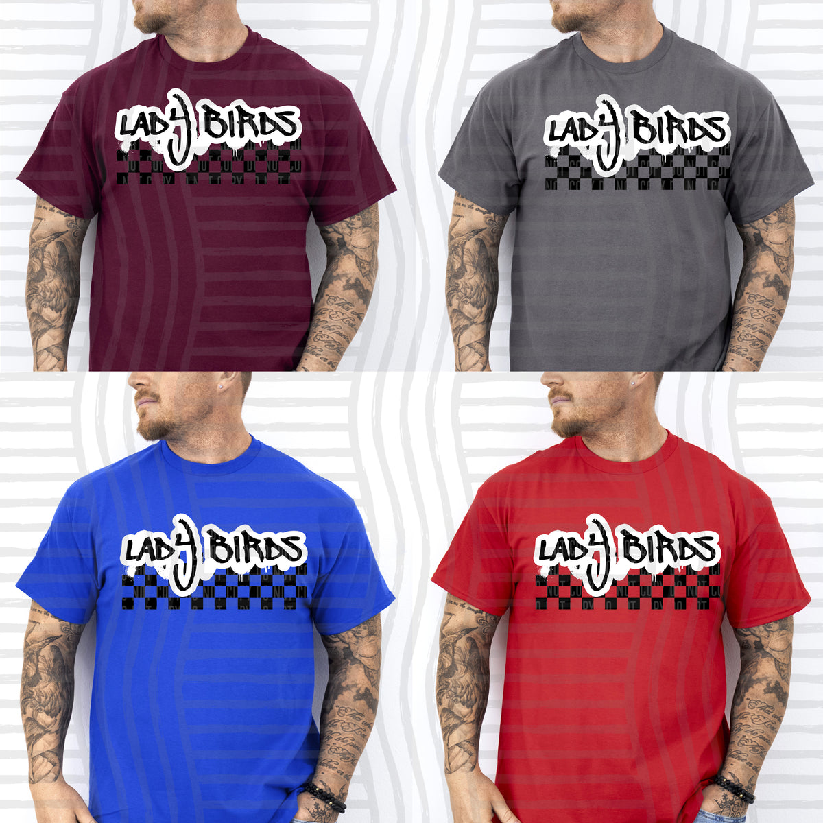 ladybirds black messy font with checkers (Caplinger) DTF Transfer