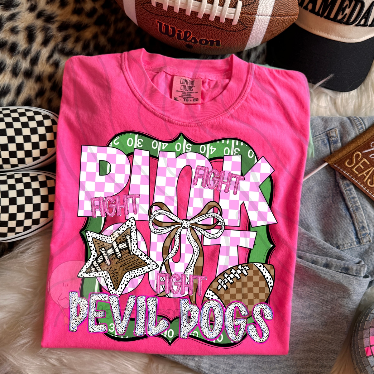 Devil dogs fight fight fight pink out (DKD) DTF transfer