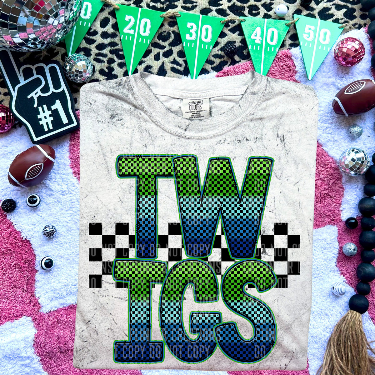 Twigs Blue and Green Checkered (Caplinger) DTF transfer