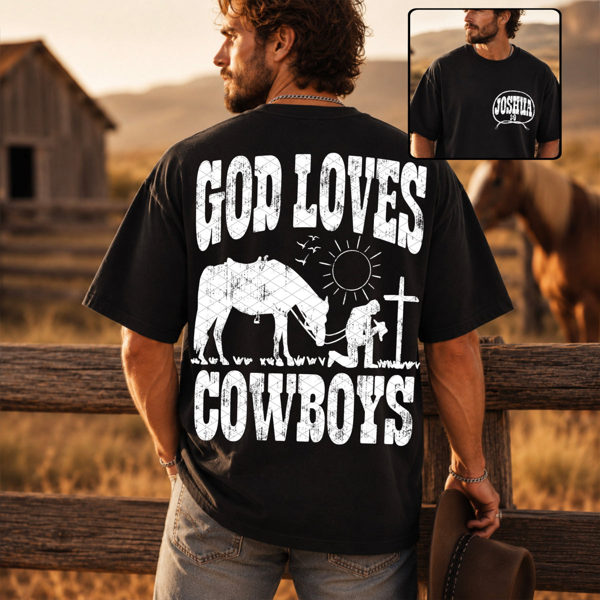 God loves cowboys BACK Sunday Special DTF transfer