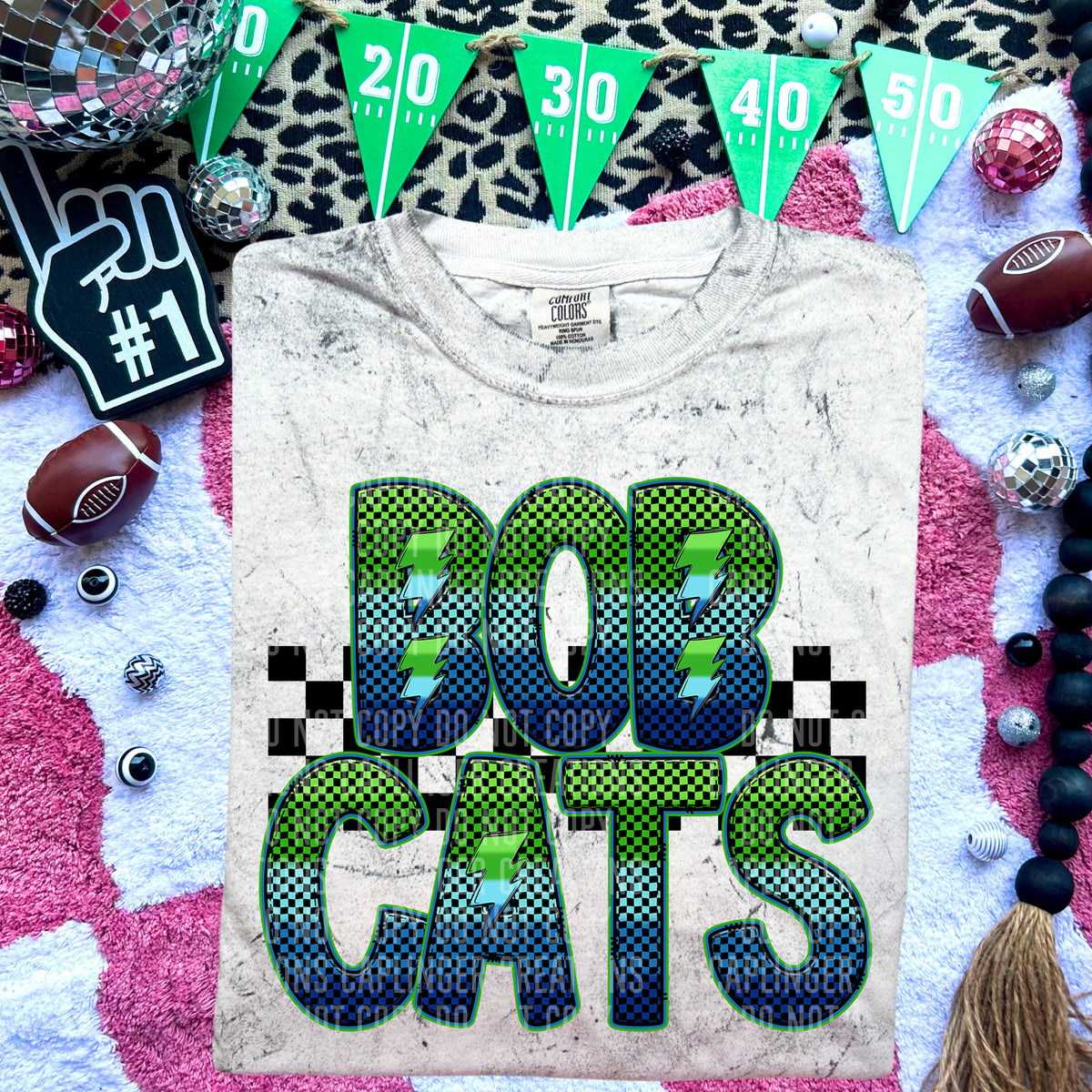 Bobcats Blue and Green Checkered (Caplinger) DTF transfer