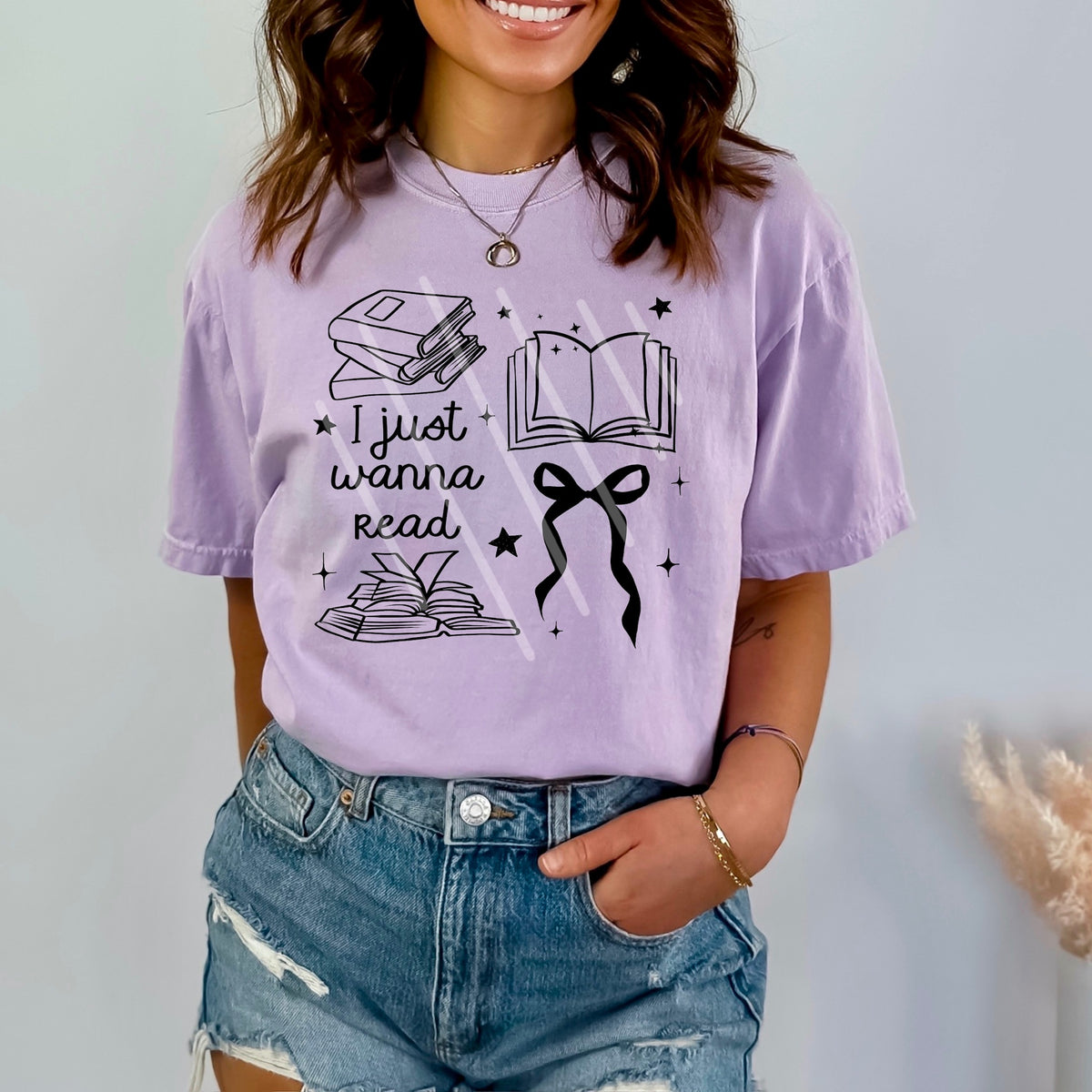 I just wanna read books and bow BLACK scarlow 110362 DTF transfer