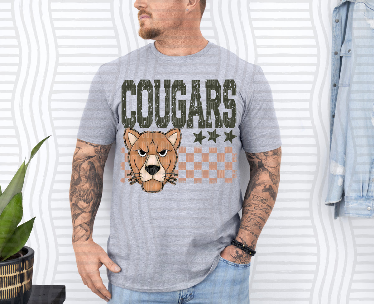 Cougars Tan Checker (Caplinger) DTF Transfers