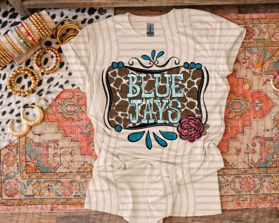 Blue Jays stacked cowhide & turquoise (Caplinger) DTF transfer