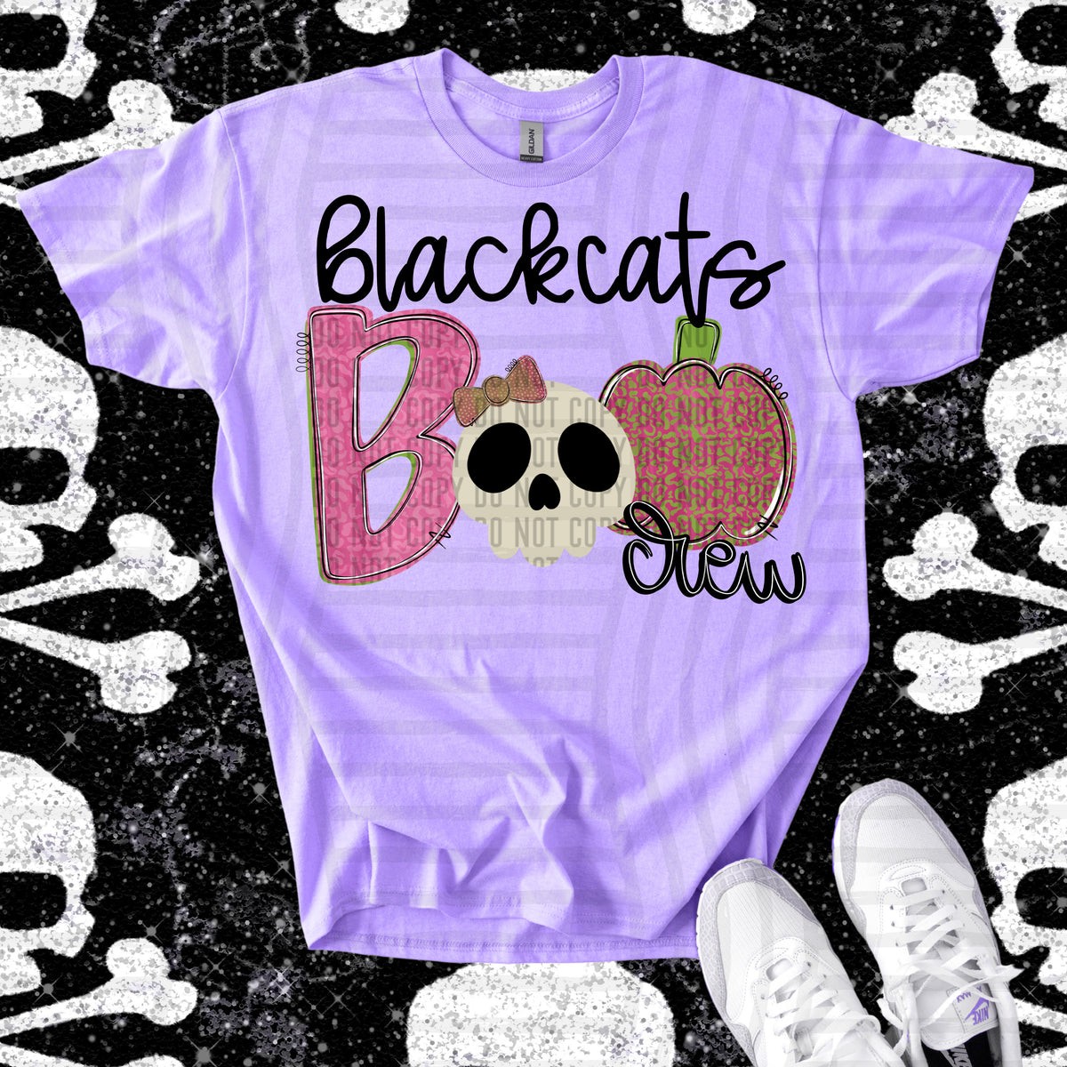 black cats boo crew skull and apple (Caplinger) DTF Transfer