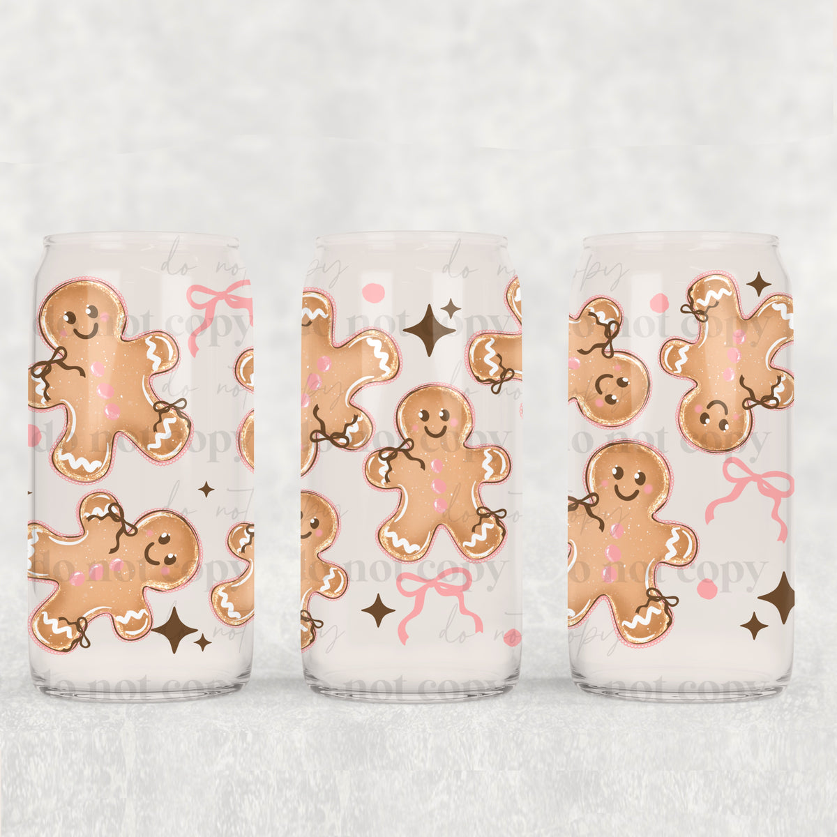 Gingerbread with pink bows (CSC) UV DTF Transfer