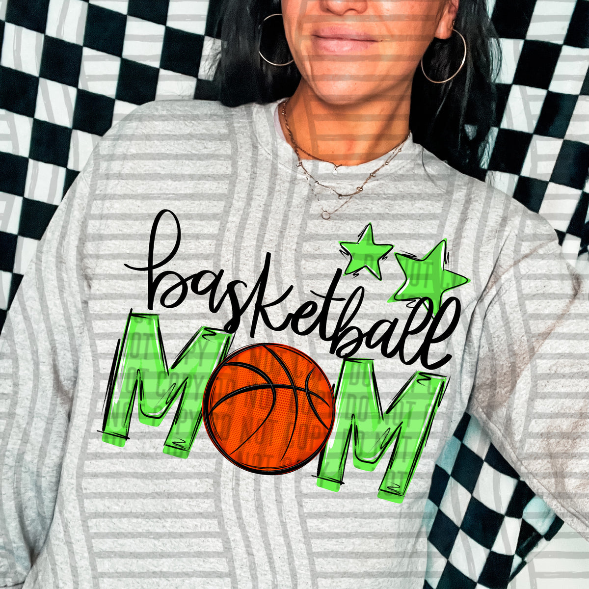 basketball mom gray lime stars (Caplinger) DTF transfer