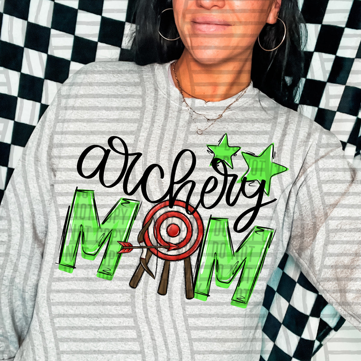 archery mom lime green stars (Caplinger) DTF transfer