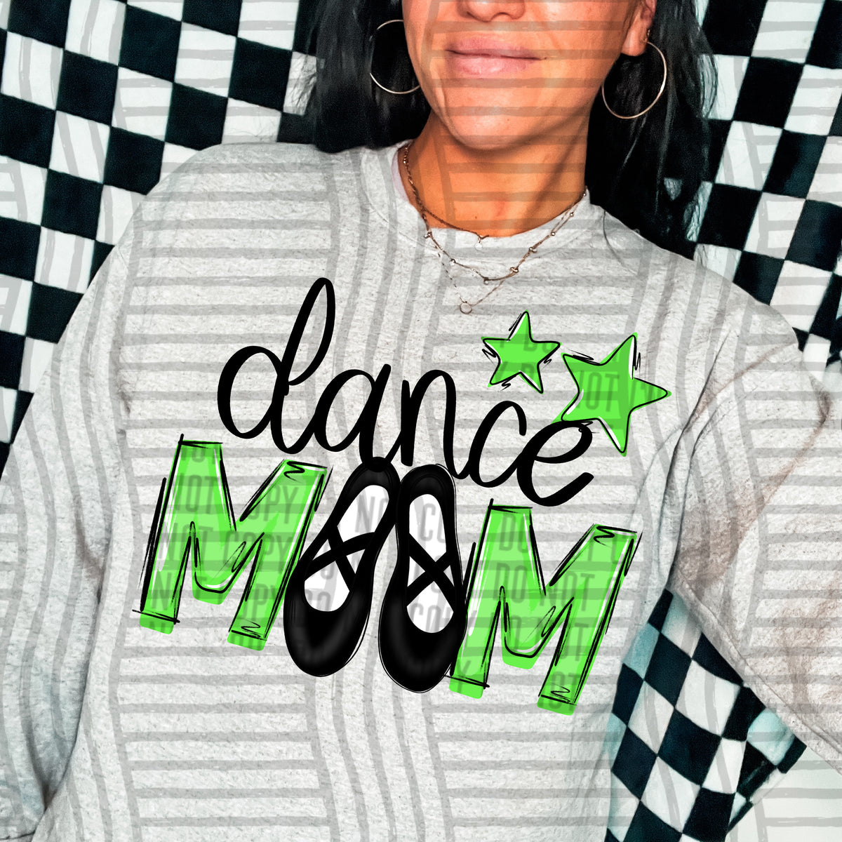 dance mom lime green stars (Caplinger) DTF transfer