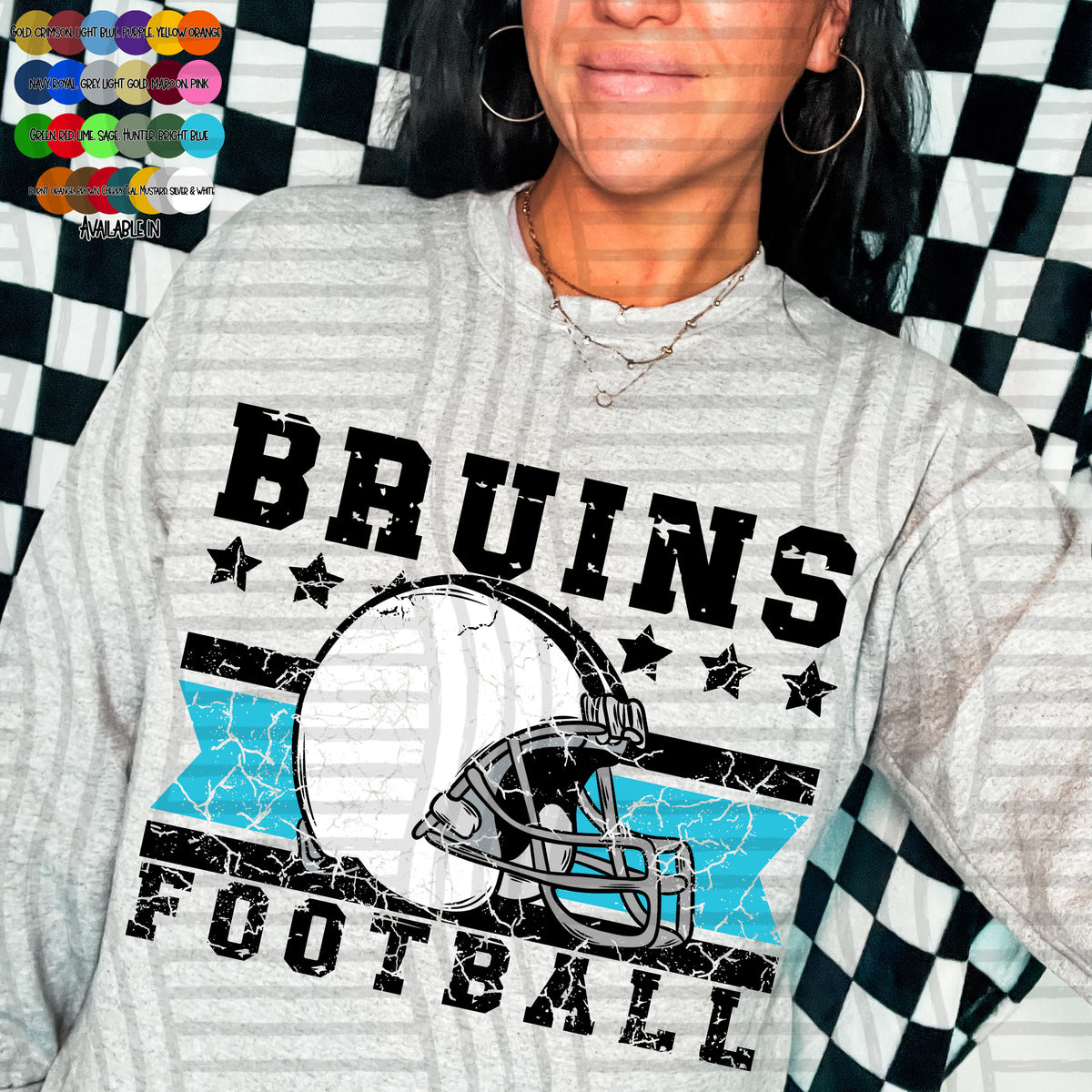 bruins football helmet distressed colors (caplinger) DTF transfer