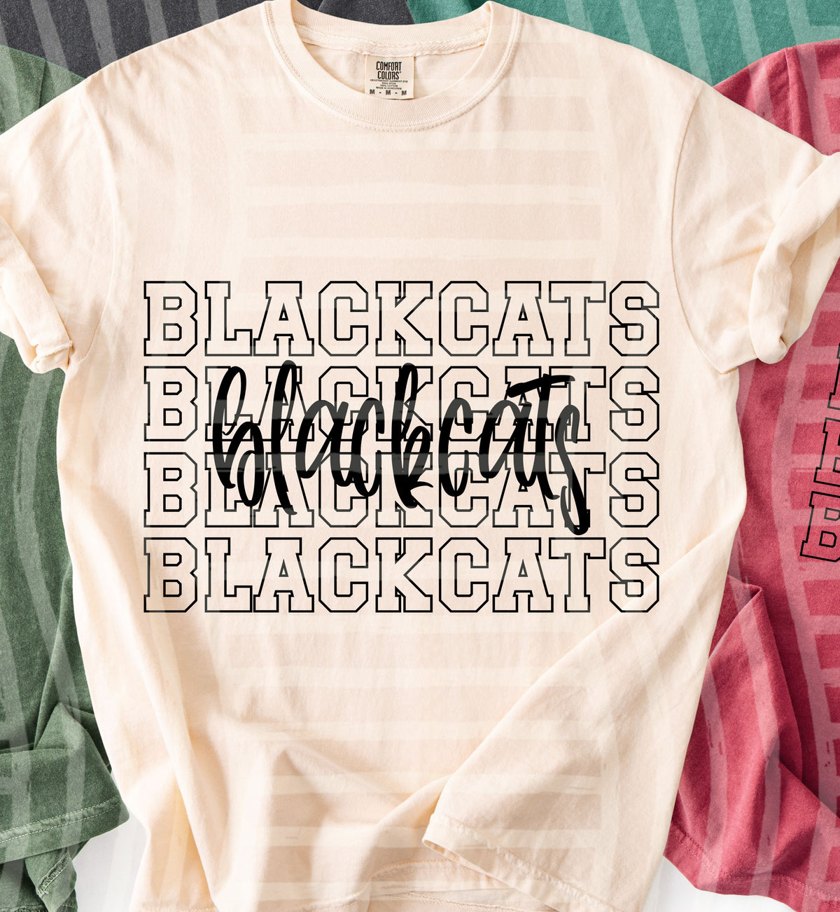 black cats simple stacked outlines (Caplinger) DTF Transfer