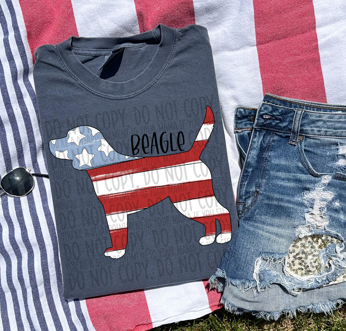 BEAGLE patriotic black (SWD) DTF transfer