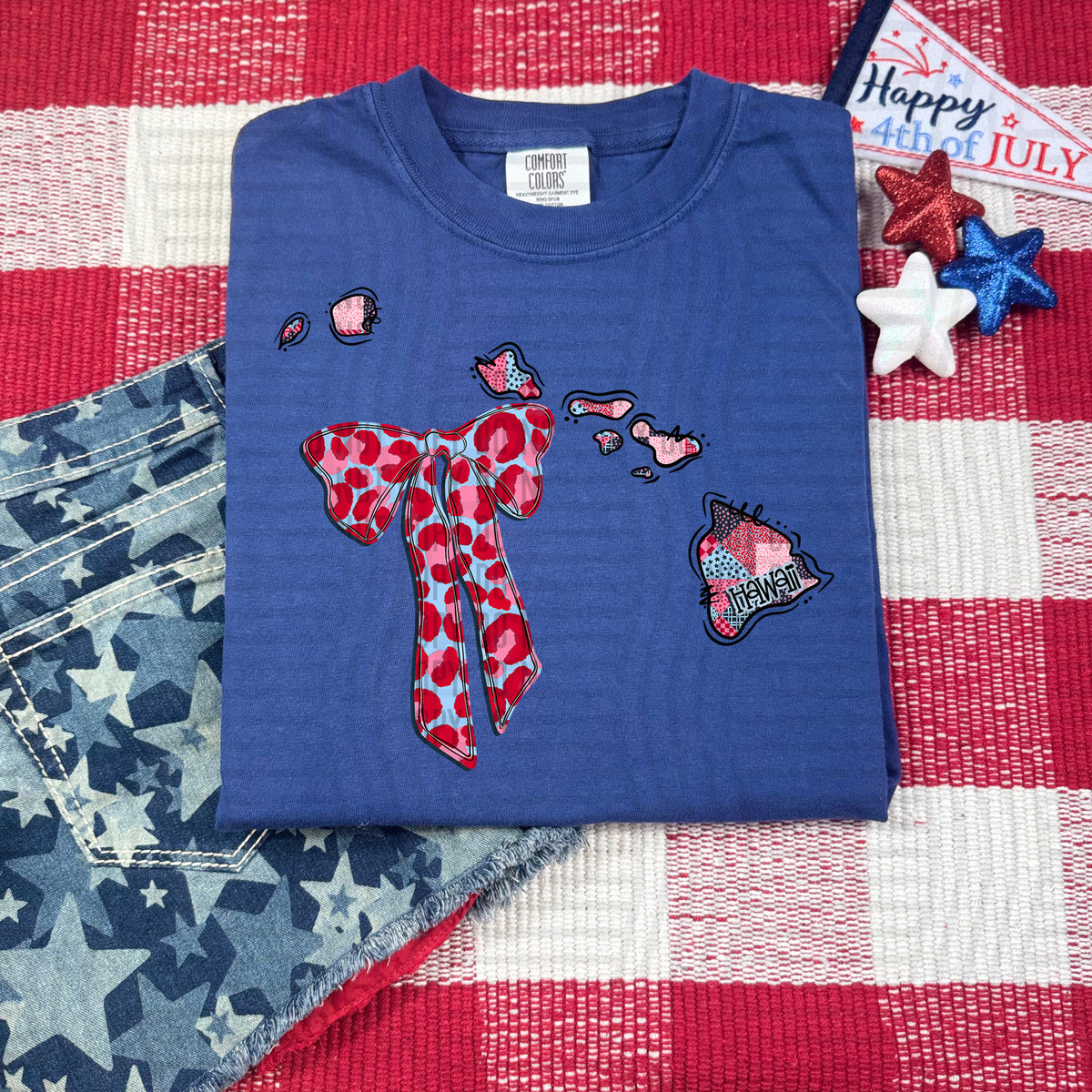 Hawaii RWB faux patchwork (Caplinger) dtf transfer