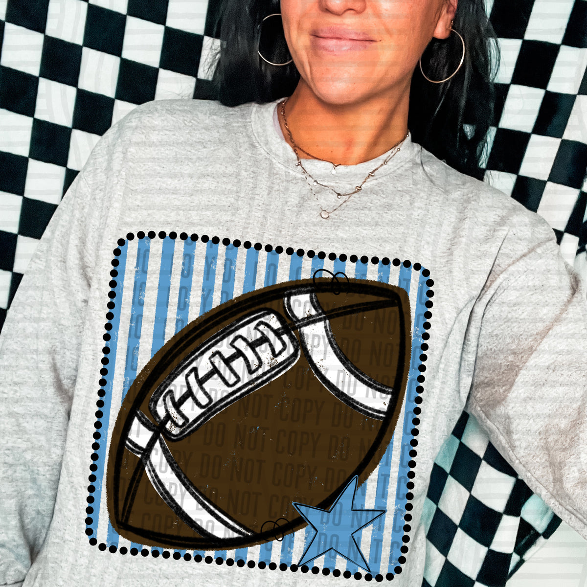 Football light blue striped frame (Caplinger) DTF transfer
