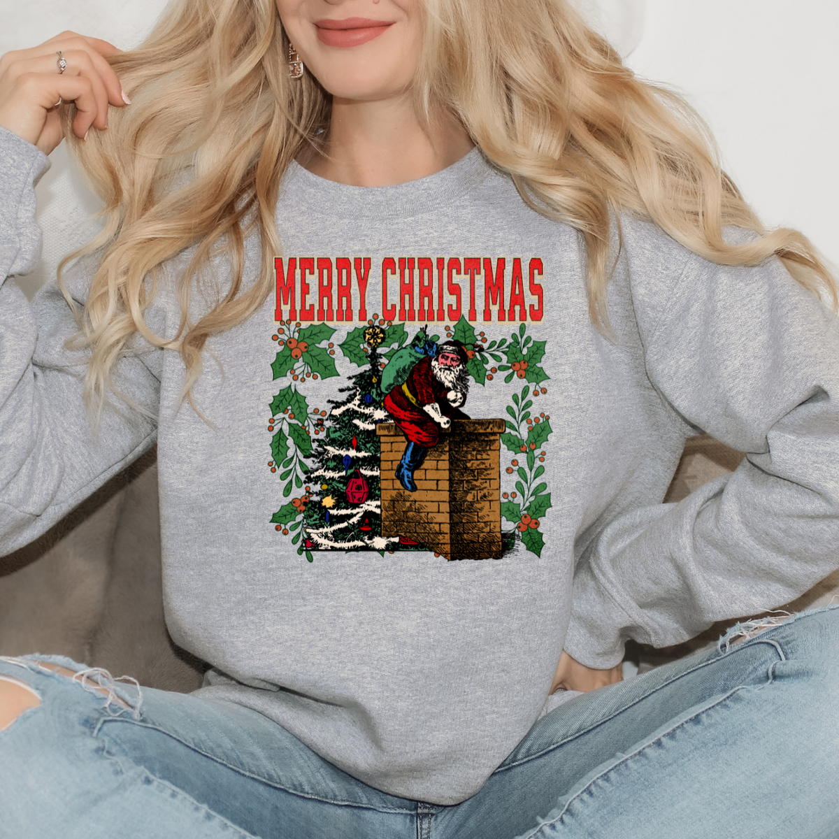 Merry Christmas Santa and Chimmney DTF Transfer