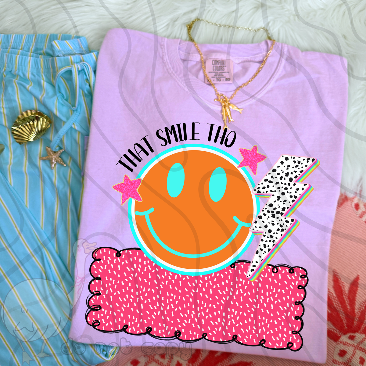 That smile tho neon orange happy face (DKD) DTF Transfer