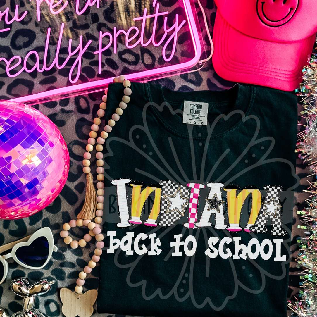 indiana back to school patterned letters (vehement) DTF Transfer