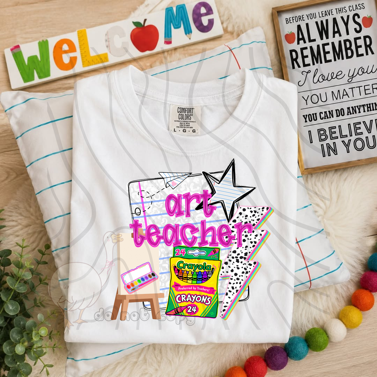 Art teacher rainbow dalmatian lightning bolts (DKD) DTF transfer
