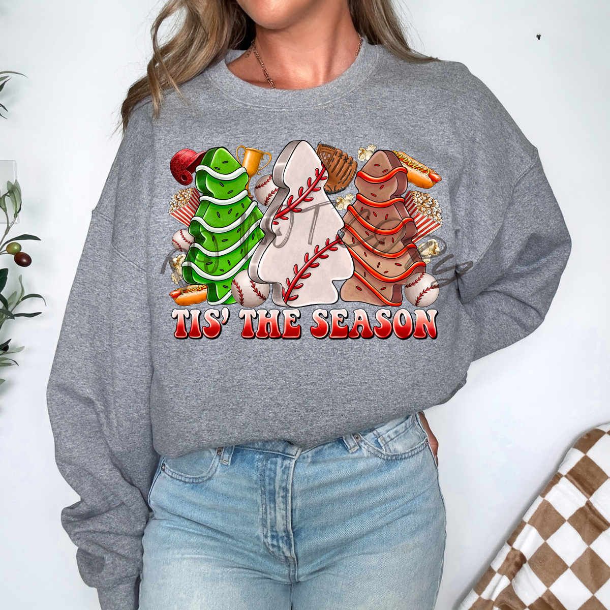 Tis' The Season Baseball Cupcake Tree (RD) DTF Transfer