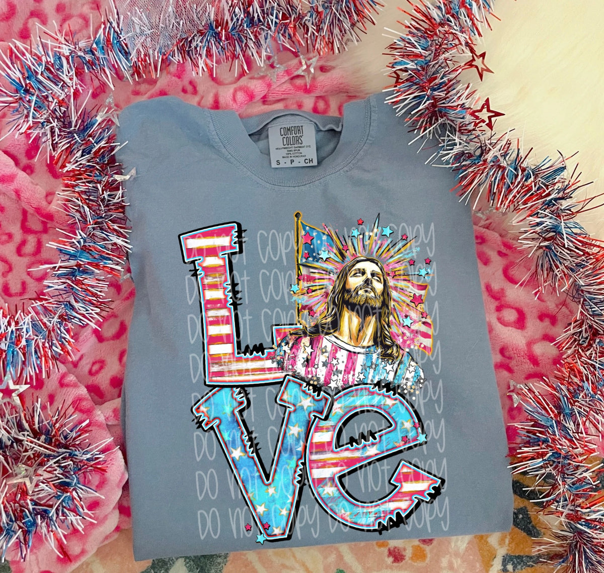Love patriotic jesus (SSD) 106852 DTF transfer