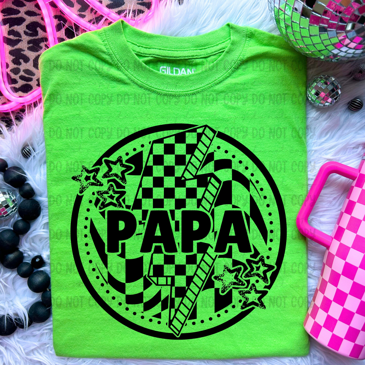 Papa Black Checkered Bolt (REVEL) DTF transfer