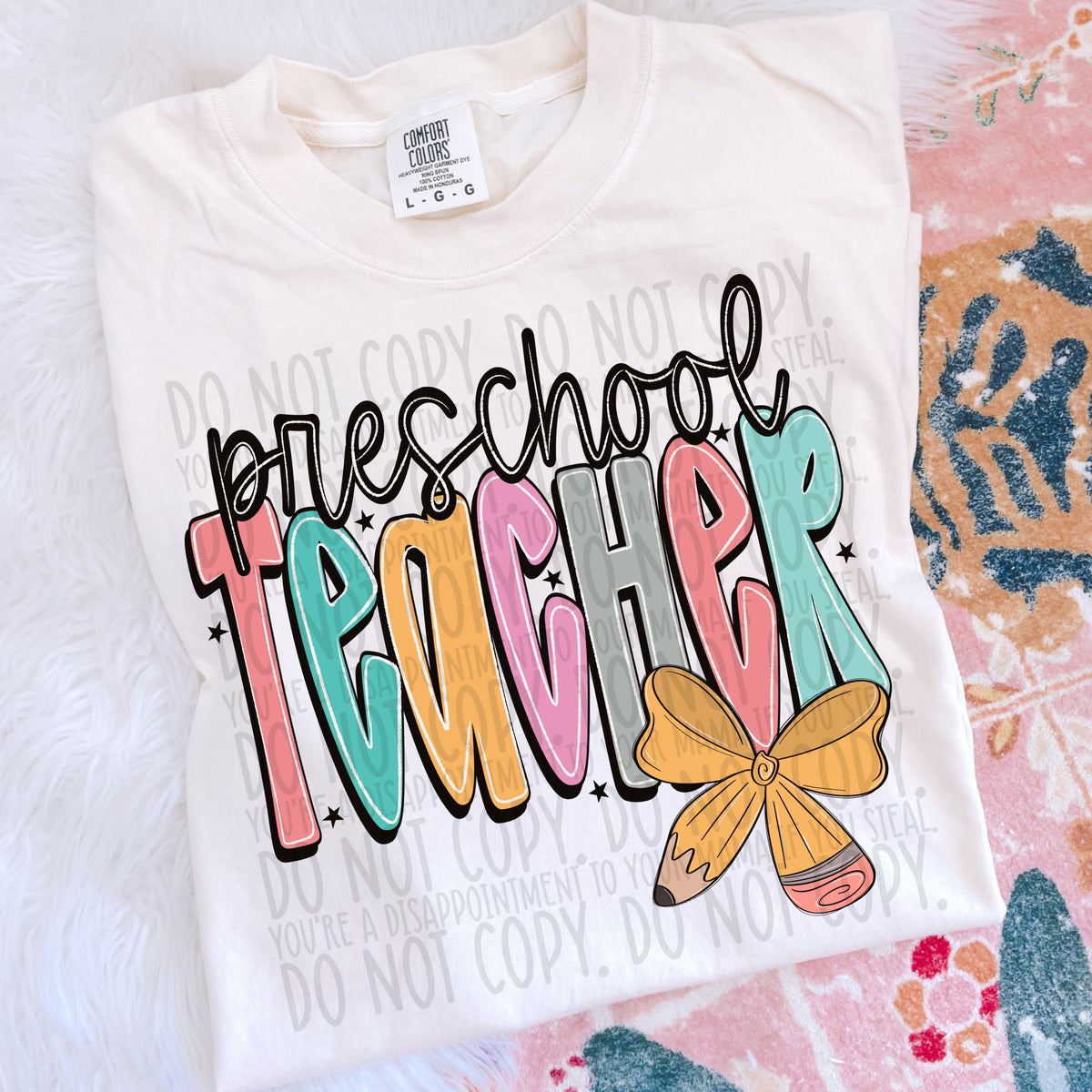Preschool teacher pencil bow (SWD) DTF transfer