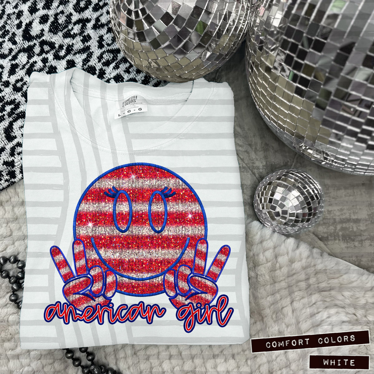 American girl striped smiley face (Caplinger) 102784 DTF transfer