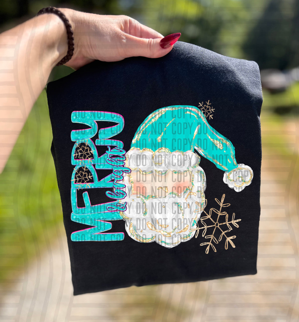 Merry & Bright light skin tone Santa (caplinger) DTF transfer