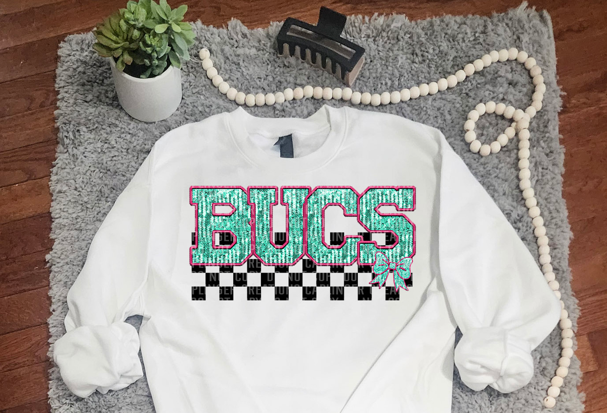 Turquoise And Pink Faux Embroidery Bucs 74070 DTF Transfer