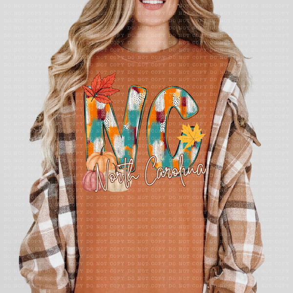 NC North Carolina Fall Watercolor 59803 DTF Transfer