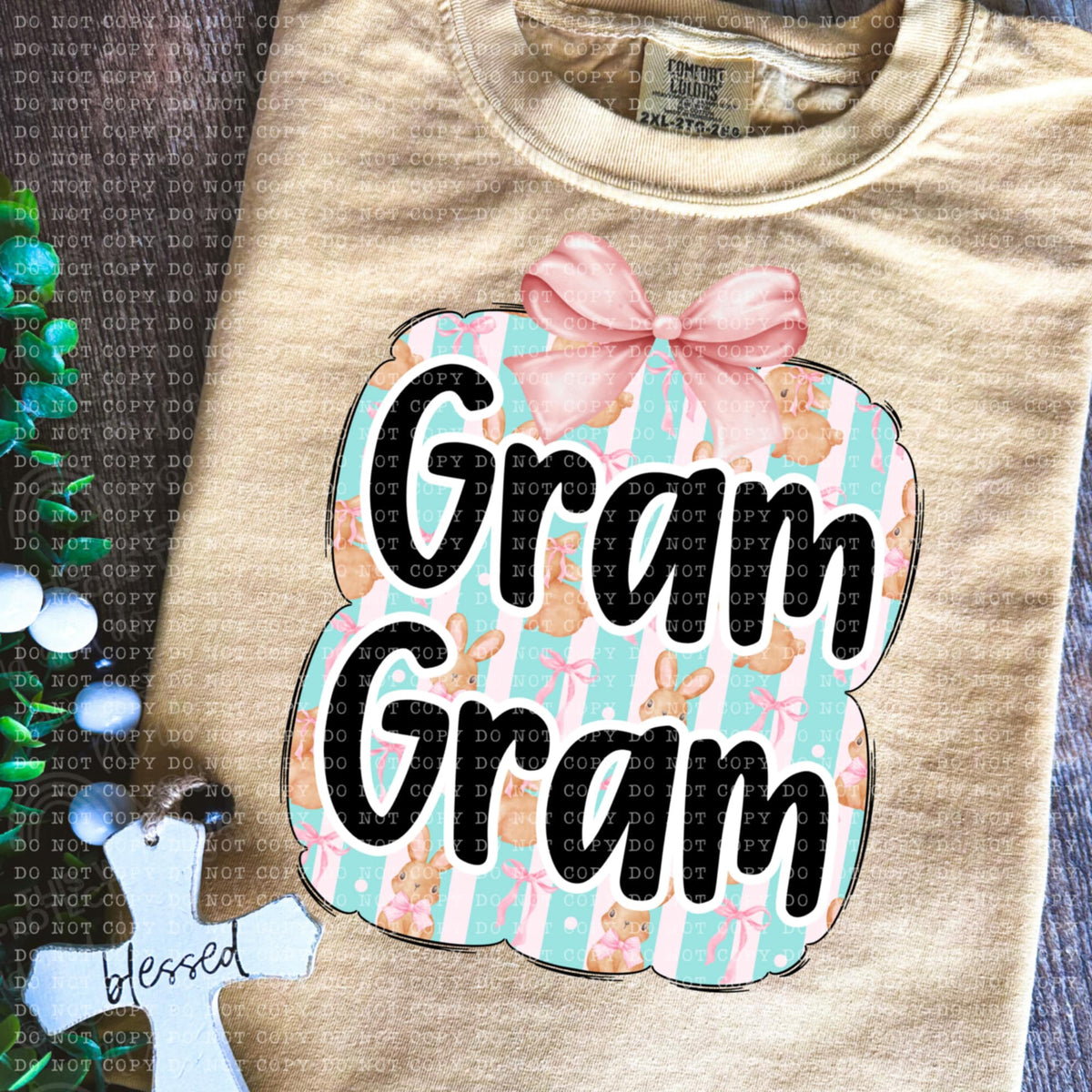 Gram Gram bunny background (ECHT) 85654 DTF transfer