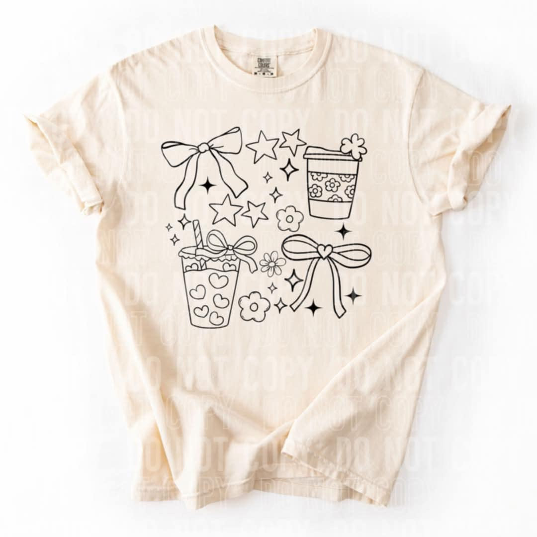 Coffee collage BLACK (SBB) 98324 DTF transfer