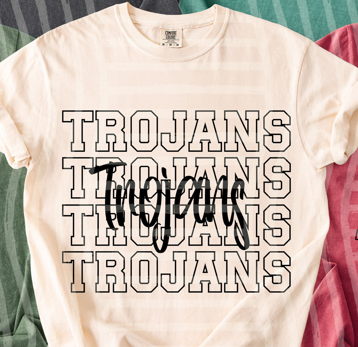 trojans simple stacked outlines (Caplinger) DTF Transfer