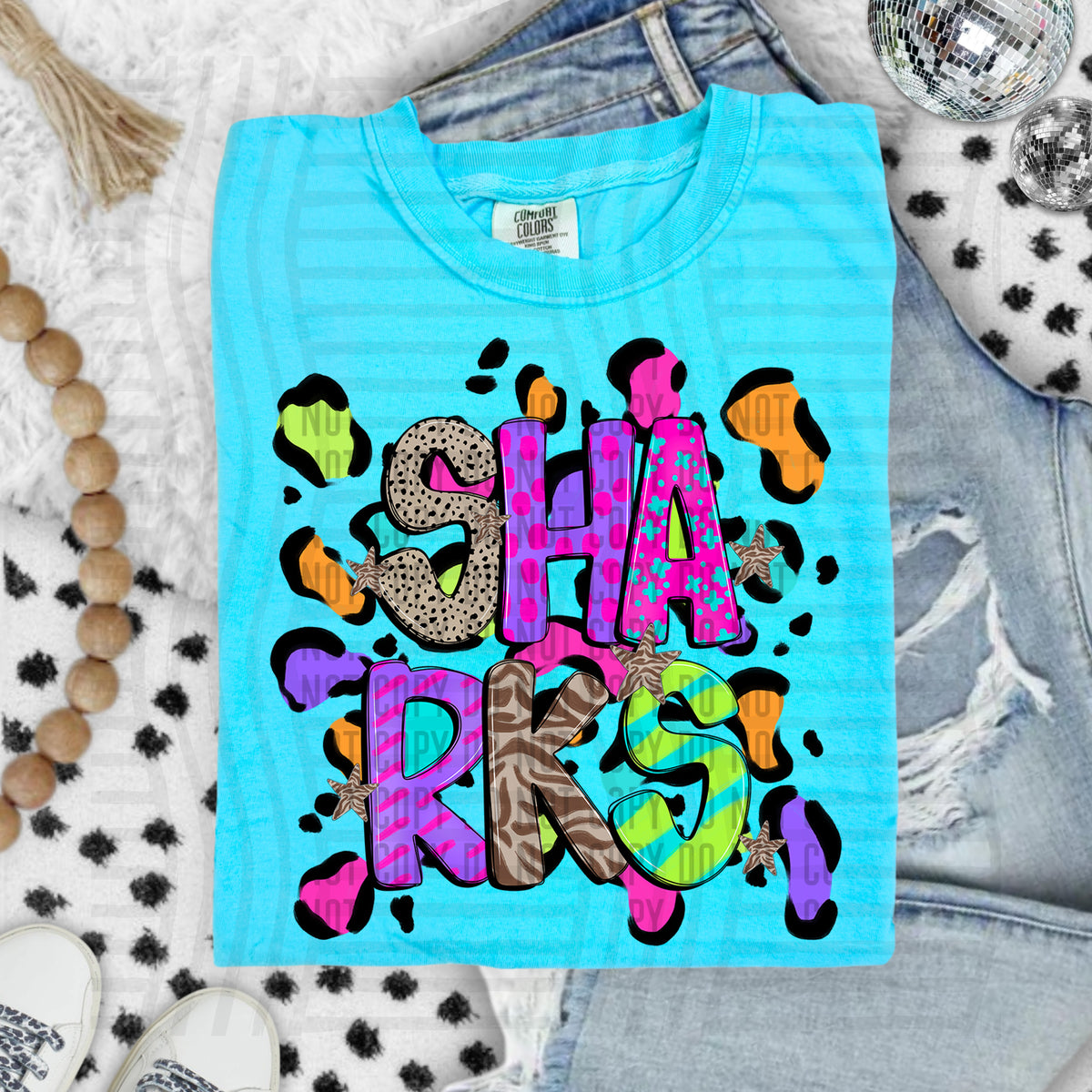 Sharks Funky Mix Up Leopard Mascot (Caplinger) DTF transfer