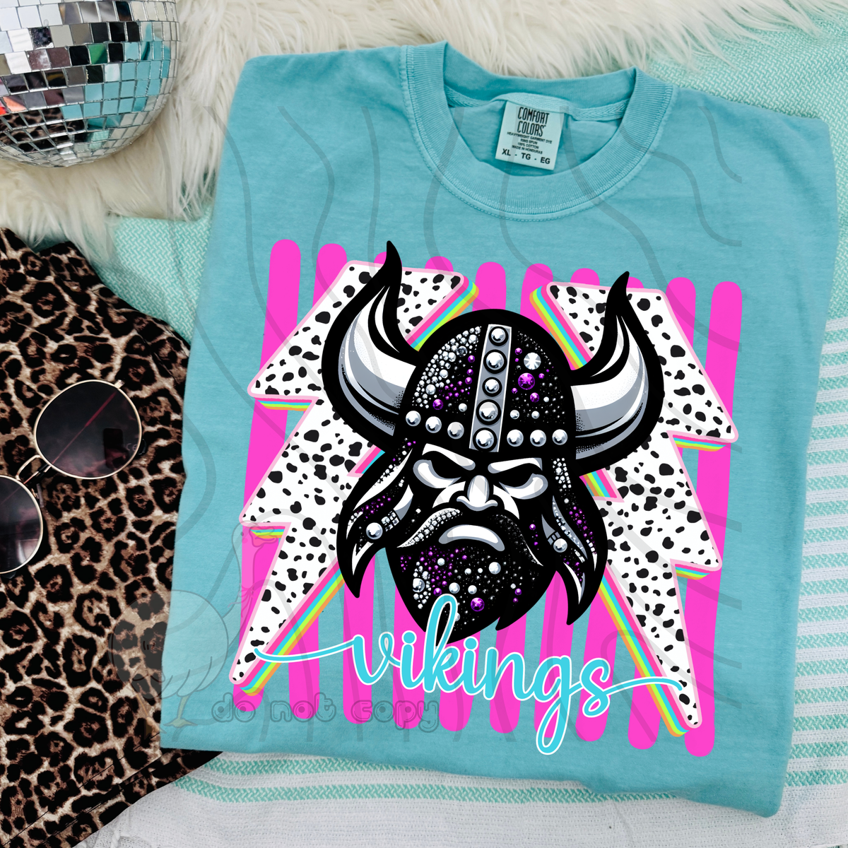 Vikings Preppy Bling Mascot (DKDBK) DTF transfer
