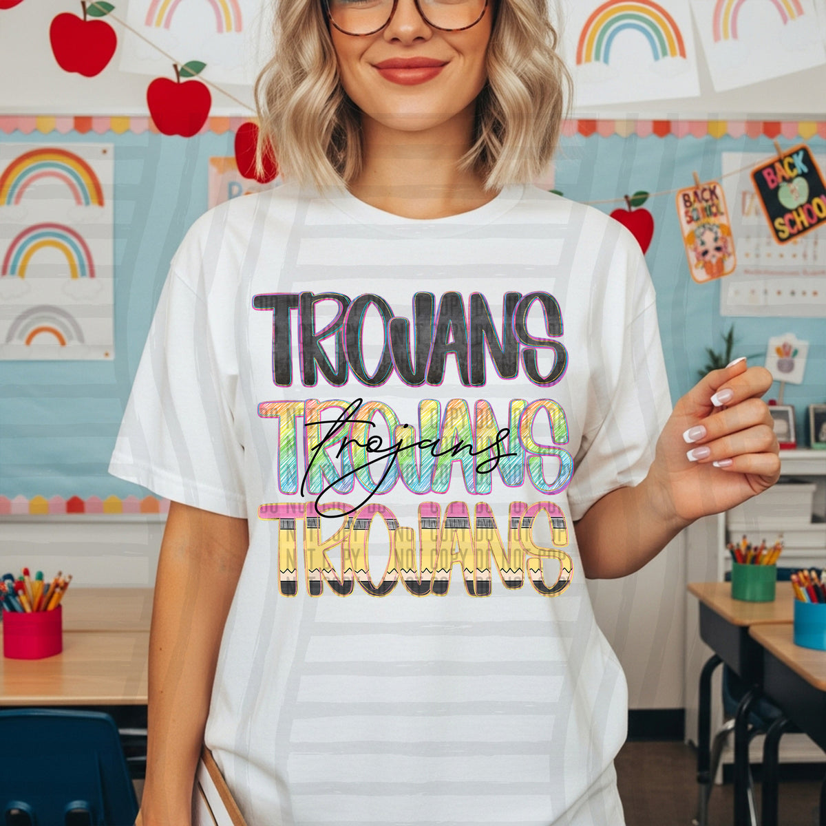 trojans crayon cutie stacked (Caplinger) DTF Transfer